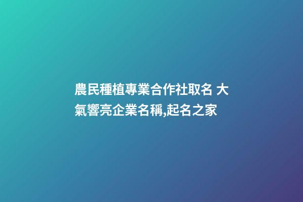 農民種植專業合作社取名 大氣響亮企業名稱,起名之家-第1張-公司起名-玄機派
